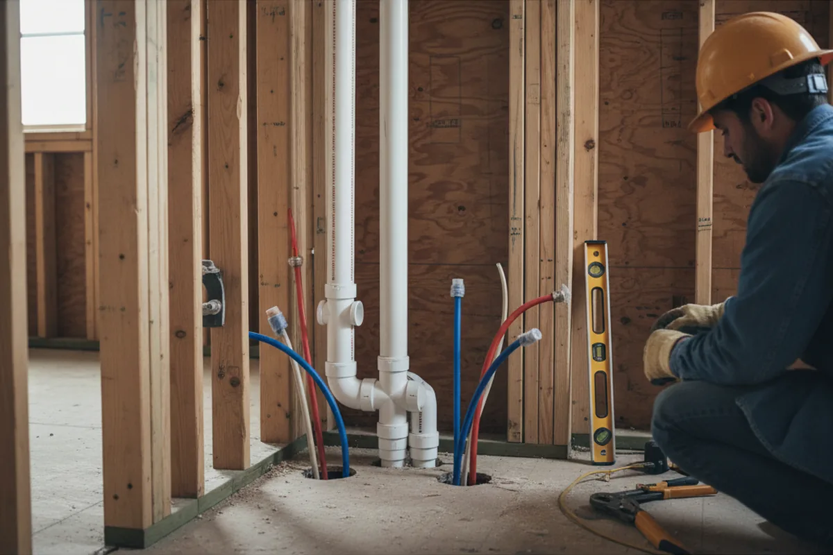 Drain and supply rough-in during Drain Cleaning in Jefferson